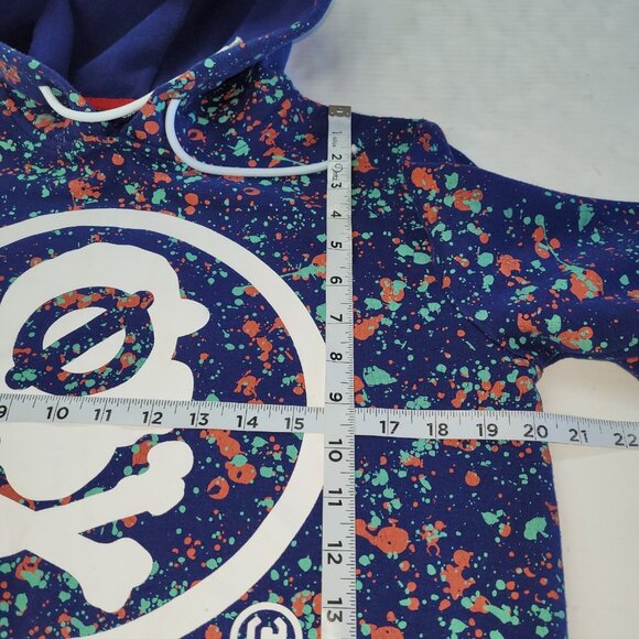 Cropp Progress Hoodie Adult S Blue Splash Paint Skull Crossbones Streetwear Flaw - Picture 12 of 14